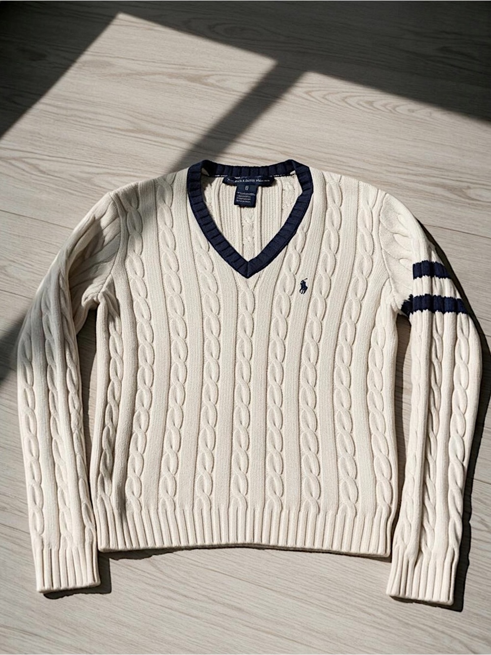 Vintage Ralph Lauren Sport Cable Knit Cricket Sweater M - Picture 4 of 9